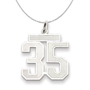 Sterling Silver, Jersey Collection, Medium Number 35 Necklace - 18 In